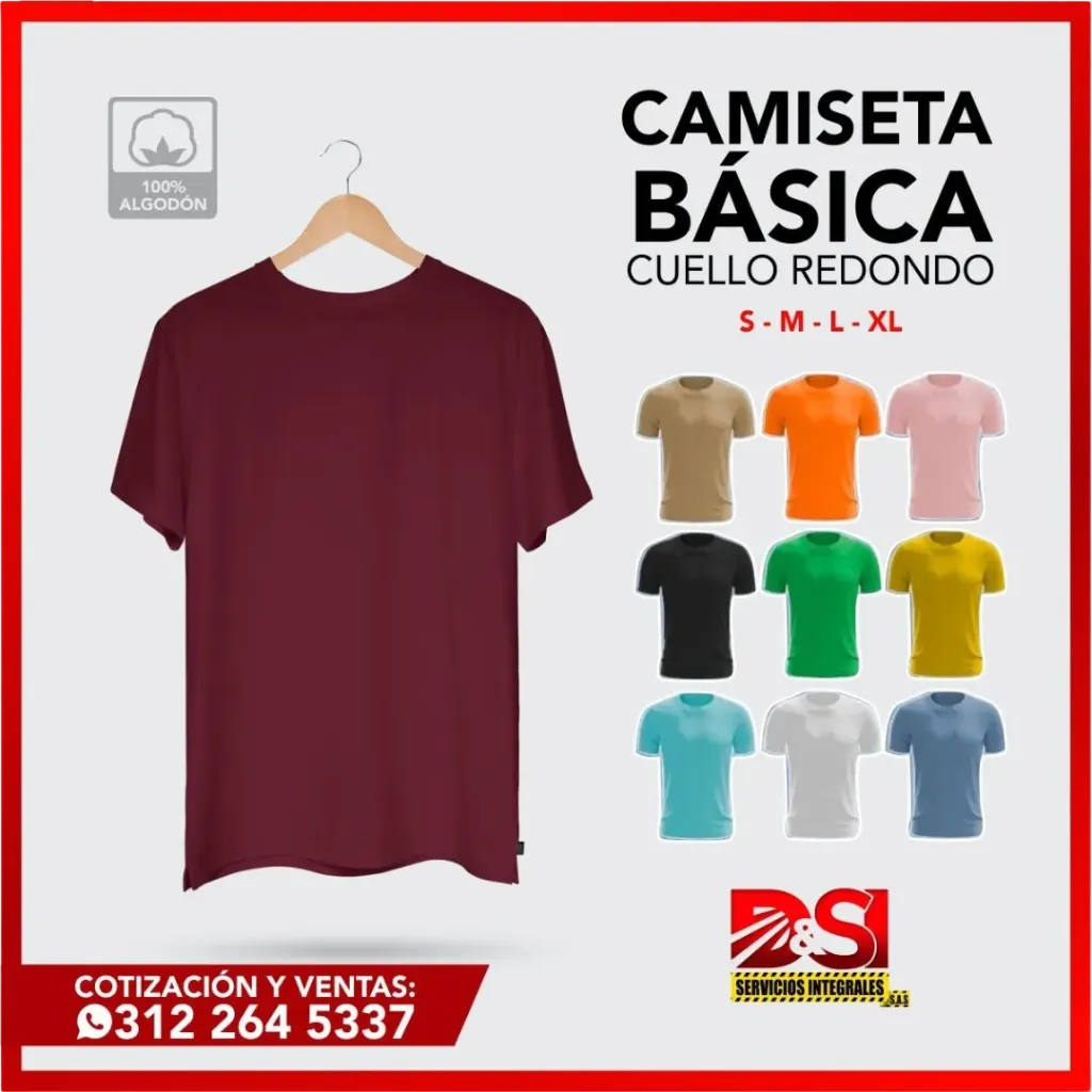 Camiseta Básica Cuello Redondo – Manga Corta y Manga Larga